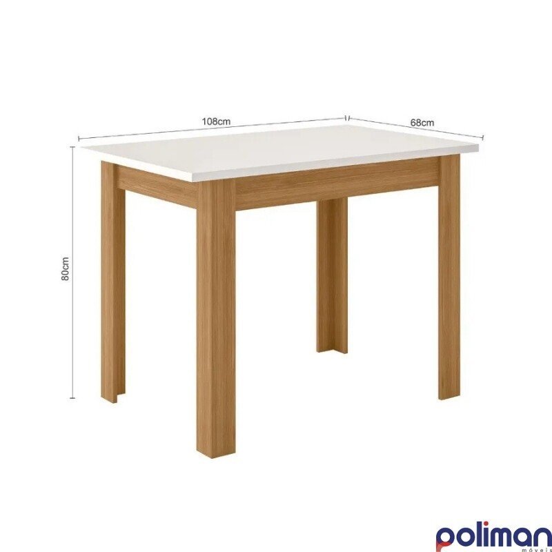Mesa de Jantar Bellagio 108x68 Freijó UV/Tampo Off White + 4 Cad. Clara Freijó UV/Savana - Poliman - Imagem 3