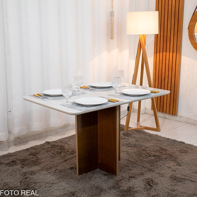Mesa de Jantar Moscou 120x80 Vidro Off/Base Cinamomo - Minas Plac - Imagem 2