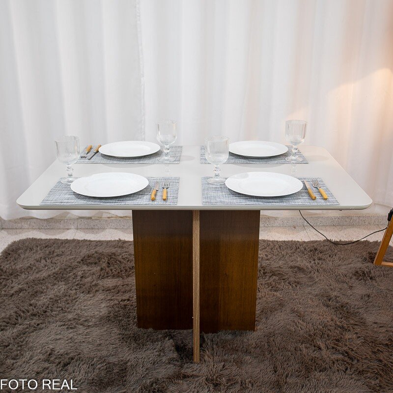 Mesa de Jantar Moscou 120x80 Vidro Off/Base Cinamomo - Minas Plac - Imagem 4