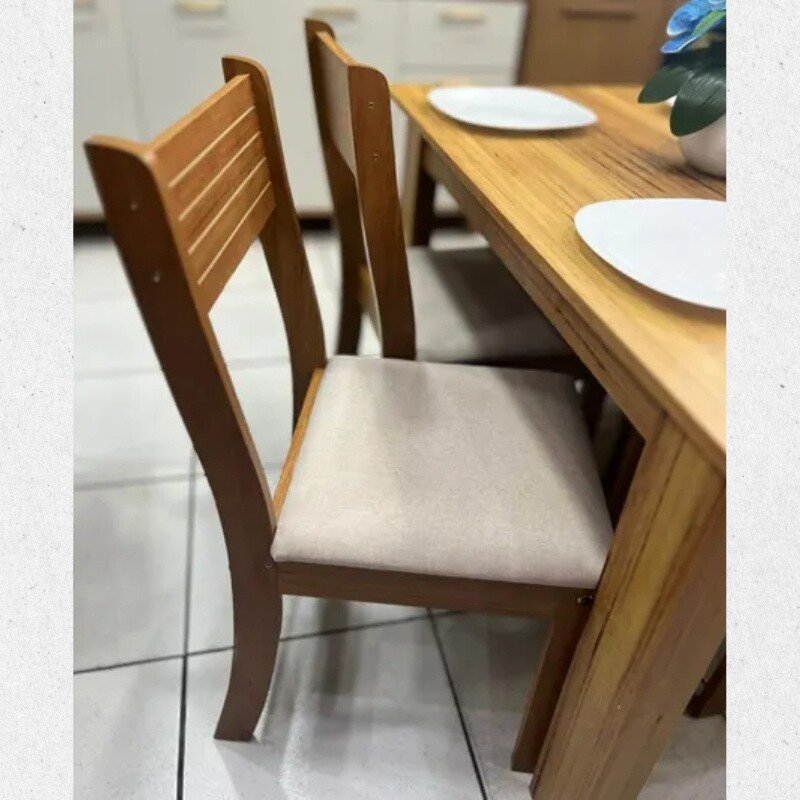 Mesa de Jantar Perla 110×75 Mel + 4 Cad. Brisa Linho Assento Bronze - Viero - Imagem 3