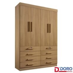 Roupeiro Solteiro Mônaco Cinamomo 4 Portas 8 Gavetas Larg. 1.60m - D Doro