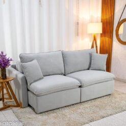 Sofá Retrátil Luma 2.00m Veludo Premium Cinza 36 - Sem Caixa