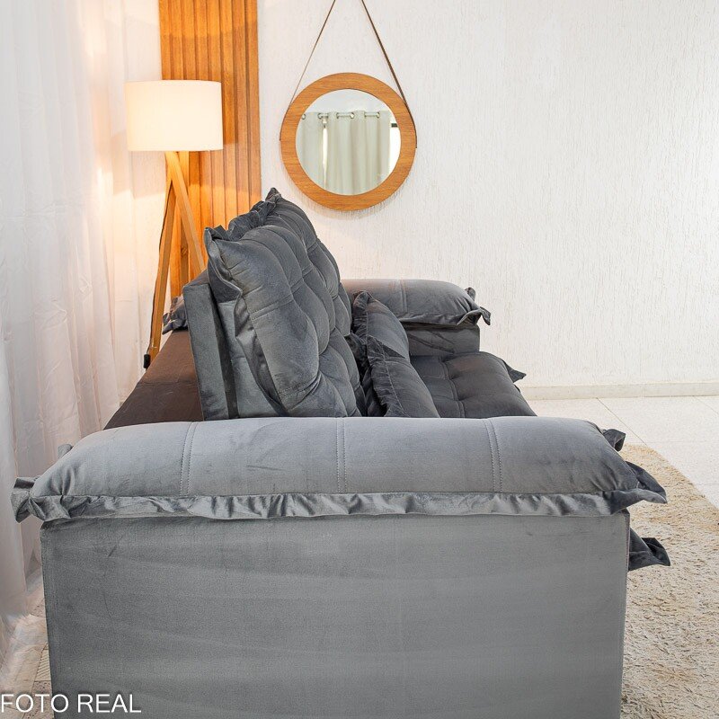 Sofá Retrátil Reclinável Maldivas 2.10m Veludo Grafite A15 - D28 Pró Aditivada - Imagem 8