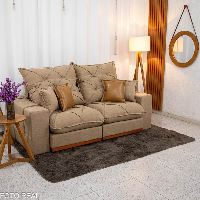 Sofá Retrátil Reclinável Malibu 2.10m Linho Bege 1006 - D33 e Molas Ensacadas - Imagem 3