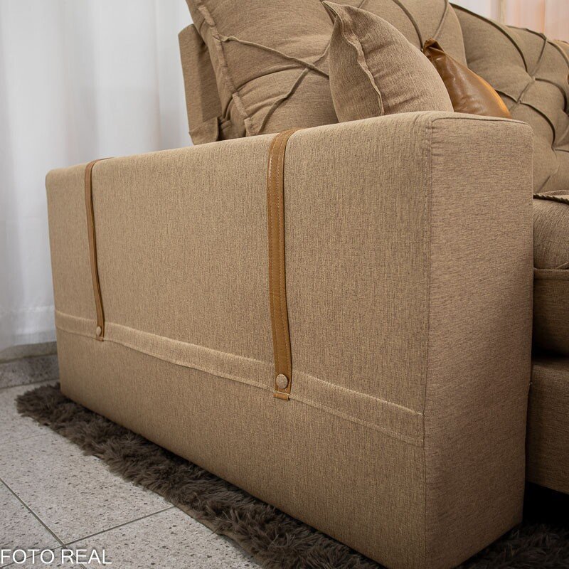 Sofá Retrátil Reclinável Malibu 2.10m Linho Bege 1006 - D33 e Molas Ensacadas - Imagem 8