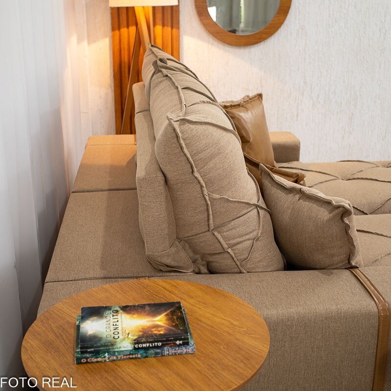 Sofá Retrátil Reclinável Malibu 2.10m Linho Bege 1006 - D33 e Molas Ensacadas - Imagem 9