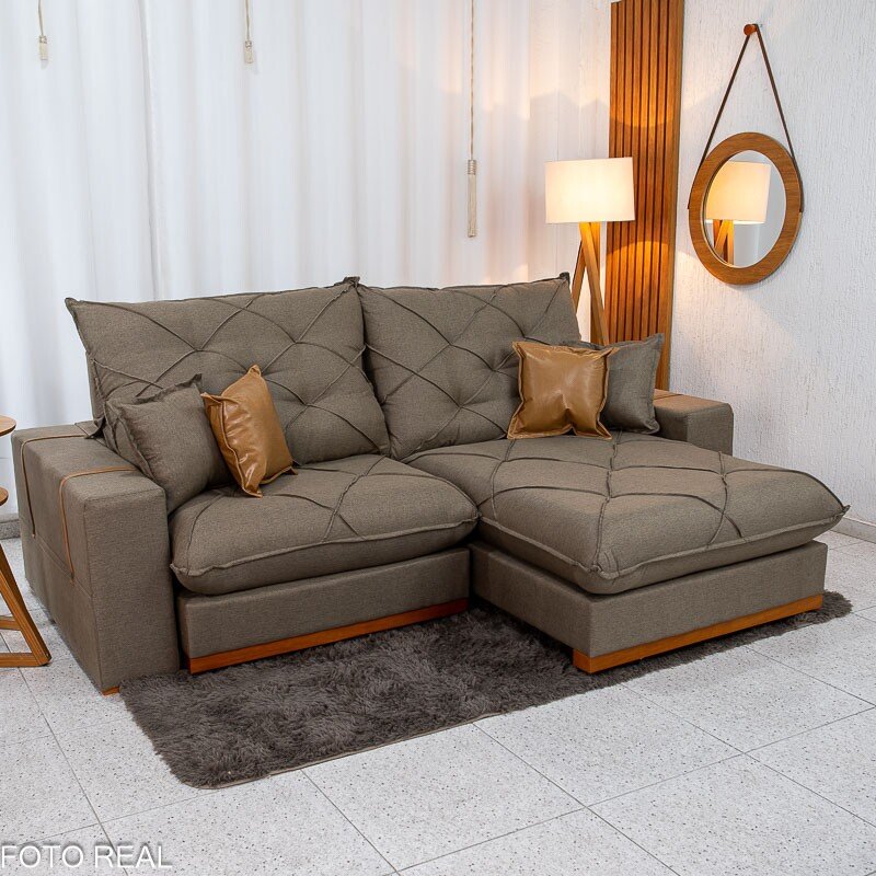 Sofá Retrátil Reclinável Malibu 2.50m Linho Marrom 1007 - D33 e Molas Ensacadas - Imagem 2