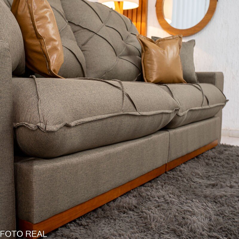 Sofá Retrátil Reclinável Malibu 2.50m Linho Marrom 1007 - D33 e Molas Ensacadas - Imagem 7