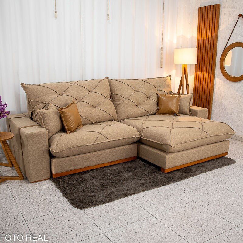 Sofá Retrátil Reclinável Malibu 2.90m Linho Bege 1006 - D33 e Molas Ensacadas - Imagem 2