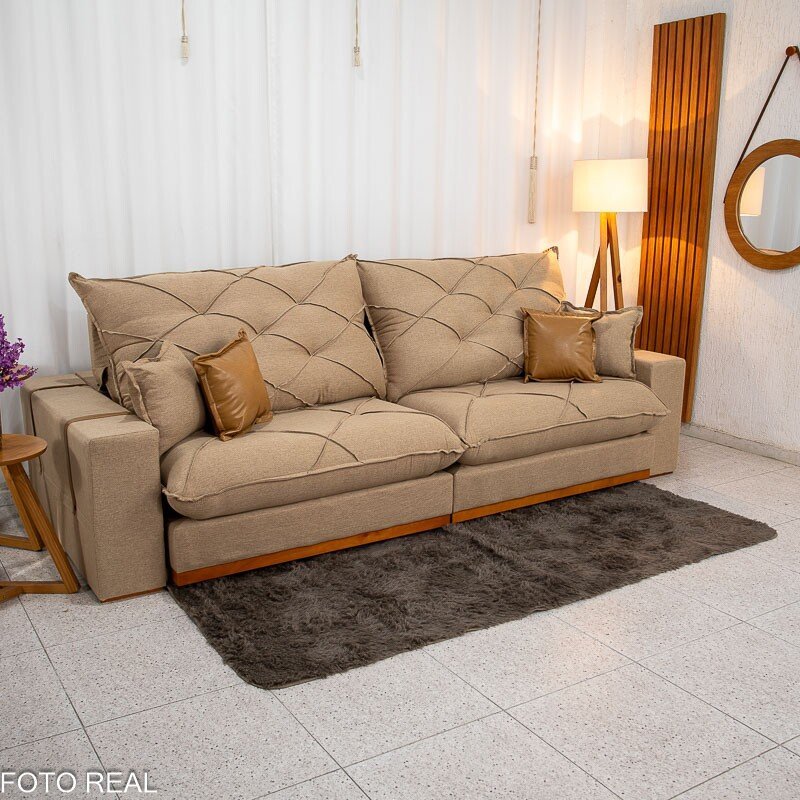 Sofá Retrátil Reclinável Malibu 2.90m Linho Bege 1006 - D33 e Molas Ensacadas - Imagem 3