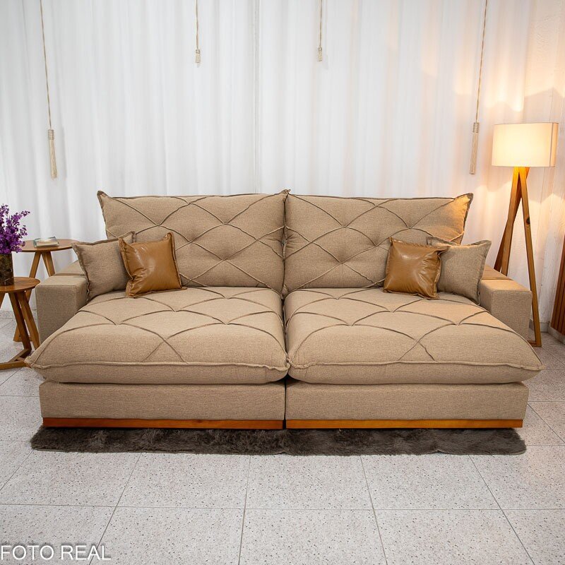 Sofá Retrátil Reclinável Malibu 2.90m Linho Bege 1006 - D33 e Molas Ensacadas - Imagem 4