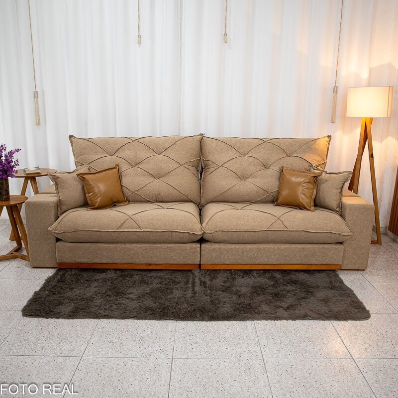 Sofá Retrátil Reclinável Malibu 2.90m Linho Bege 1006 - D33 e Molas Ensacadas - Imagem 5