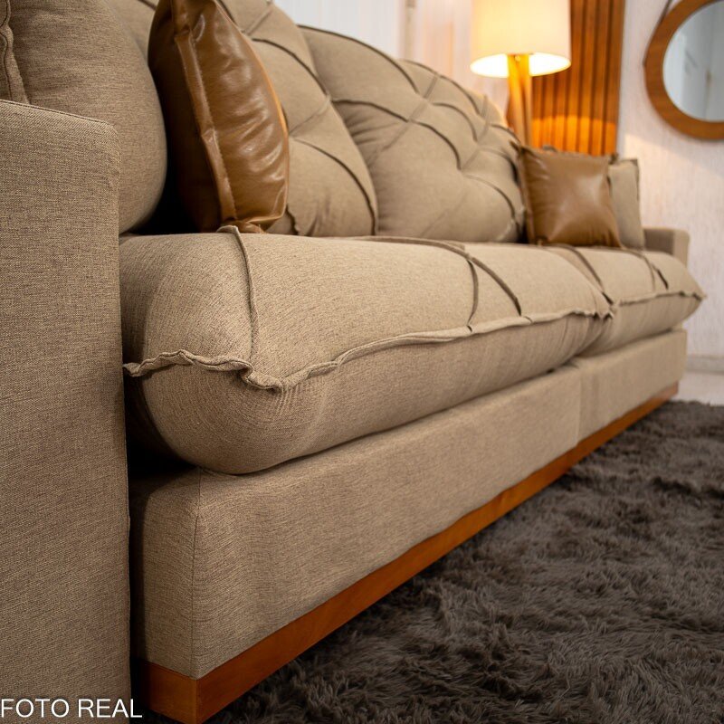 Sofá Retrátil Reclinável Malibu 2.90m Linho Bege 1006 - D33 e Molas Ensacadas - Imagem 7