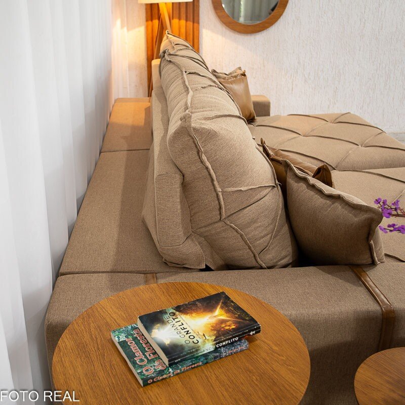 Sofá Retrátil Reclinável Malibu 2.90m Linho Bege 1006 - D33 e Molas Ensacadas - Imagem 8