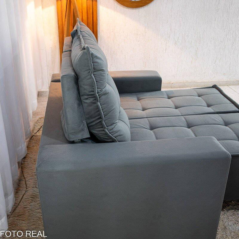 Sofá Retrátil Reclinável Rafaela 1.60m Veludinho Cinza A15 - Imagem 8