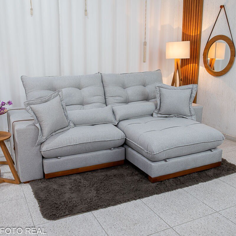 Sofá Retrátil Reclinável Toronto 2.50m Linho Cinza 2005 - Molas Ensacadas - Imagem 2