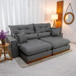 Sofá Retrátil Reclinável Toronto 2.50m Linho Grafite 2008 - Molas Ensacadas