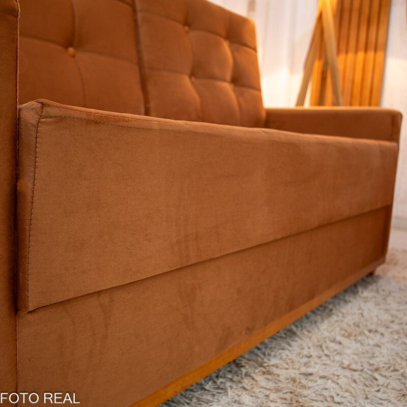 Sofá Áustria 3 Lugares + Poltrona Áustria Veludo Terracota A62 - Imagem 6