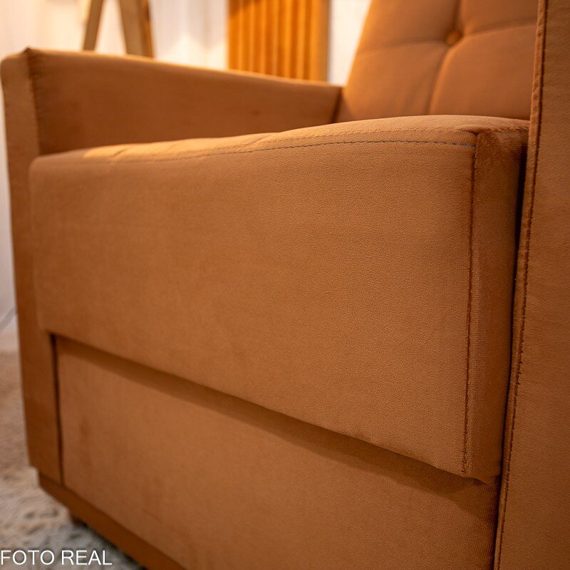 Sofá Áustria 3 Lugares + Poltrona Áustria Veludo Terracota A62 - Imagem 7